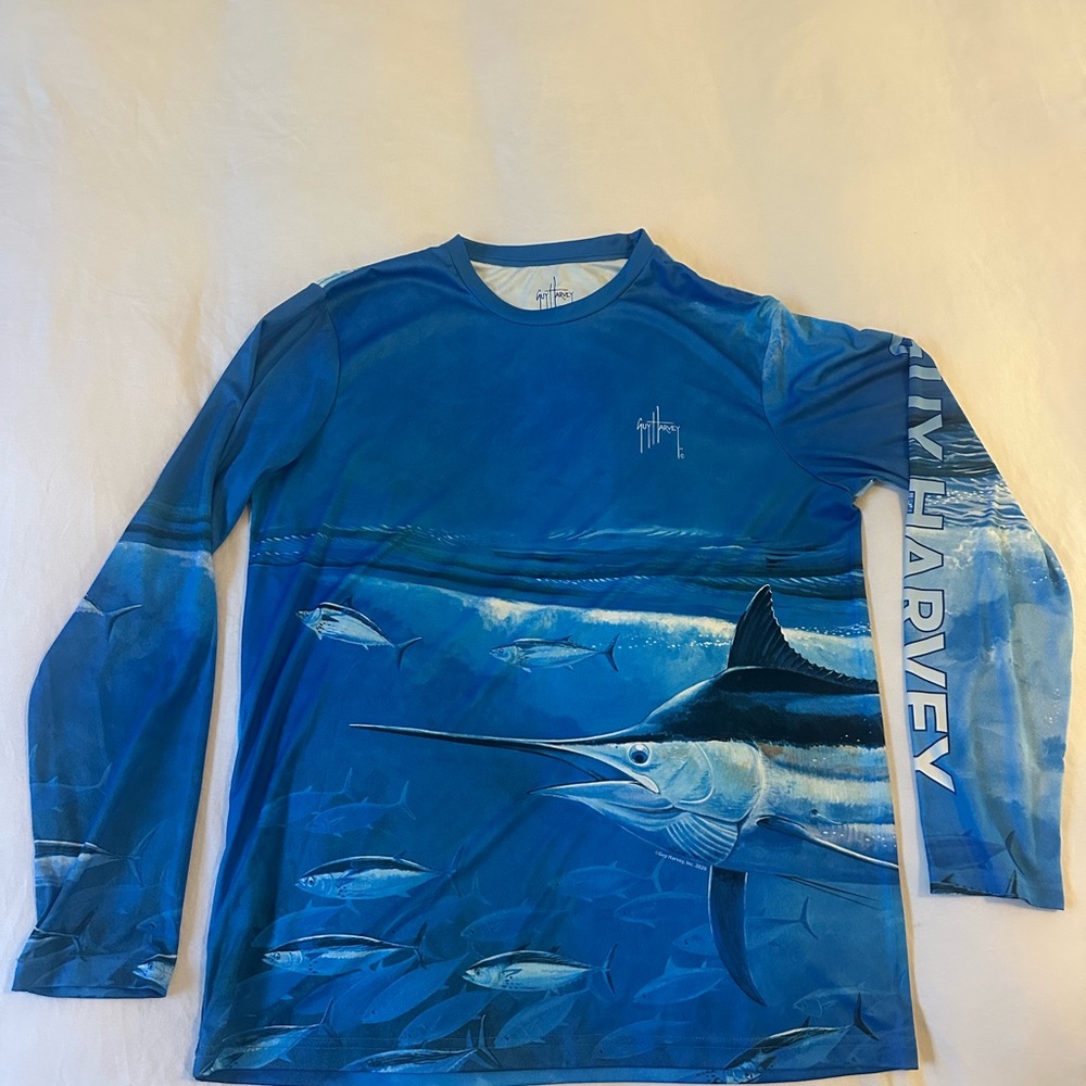Guy Harvey Men's Blue Swim Shirt